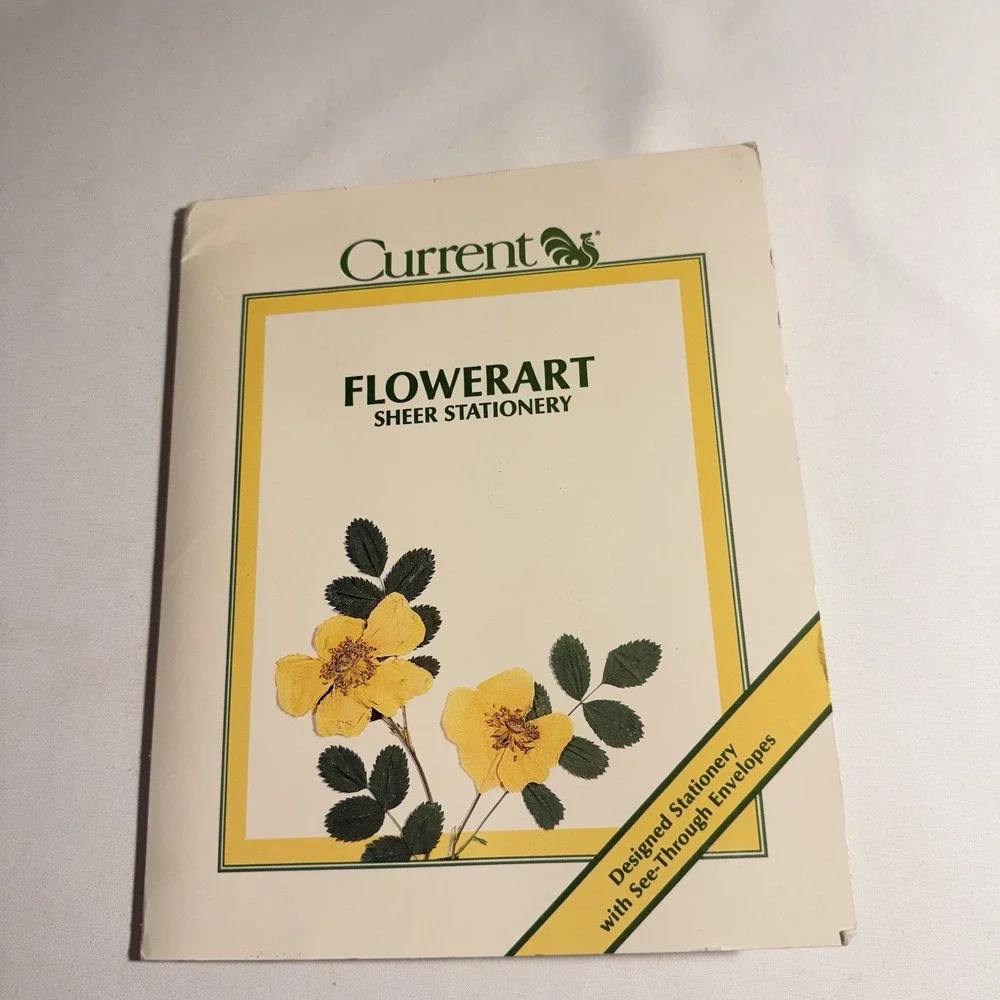 Vintage Current Flowerart Stationery Set Sheer Envelopes w/ Butterfly Floral '85
